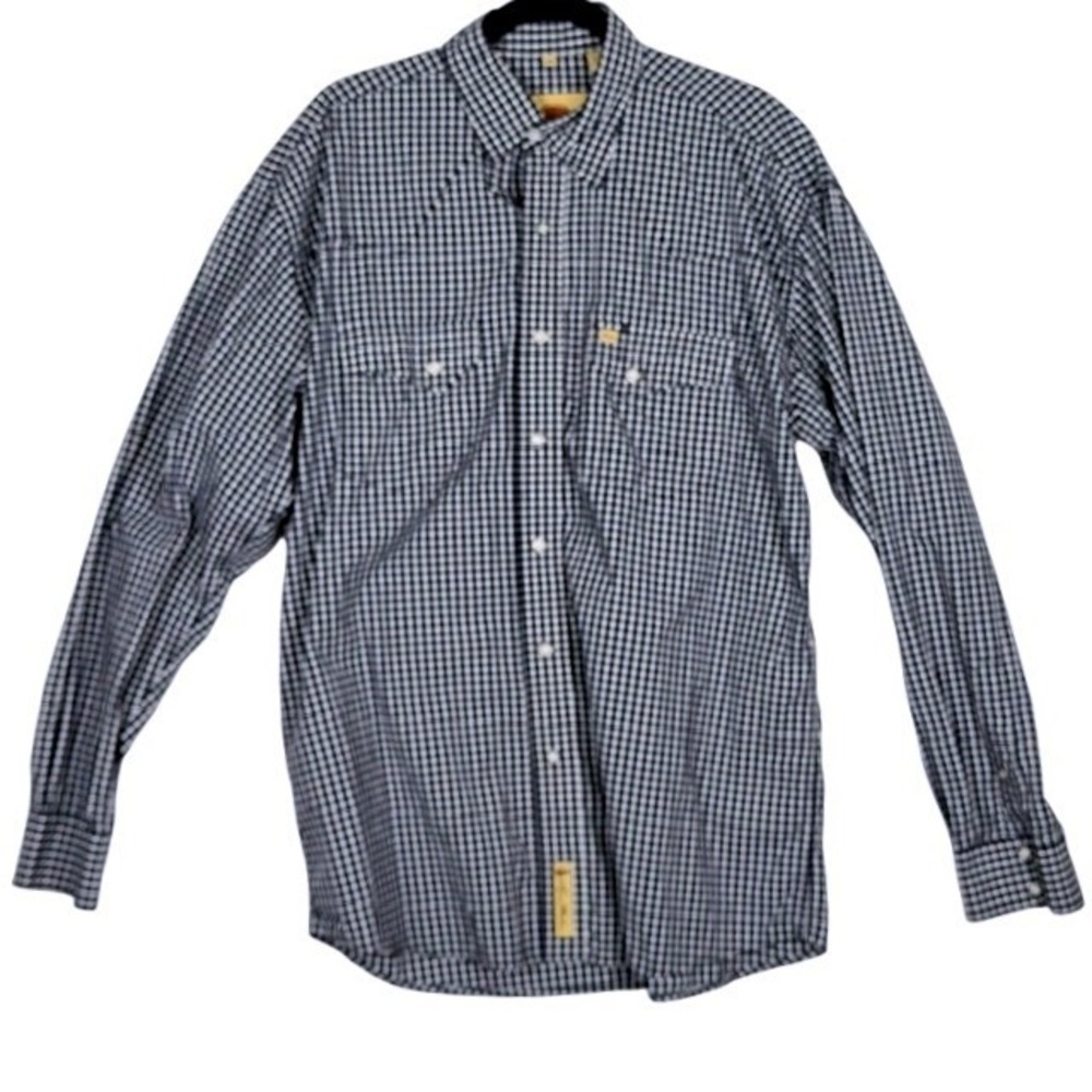 Larry Mahan Cowboy Collection Mens XXL Navy Gingham Western Snap Shirt